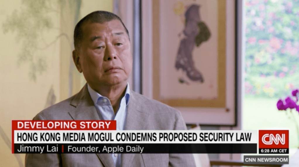 Jimmy Lai speaking to CNN